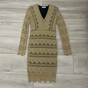 Nightcap Sierra Lace Deep V Dress. Worn once. Gold with black lining.